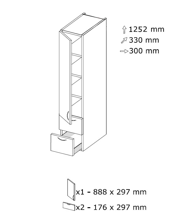 Komero NSP 3 L 300 x K 1252 Komero NSP 3 L 300 x K 1252